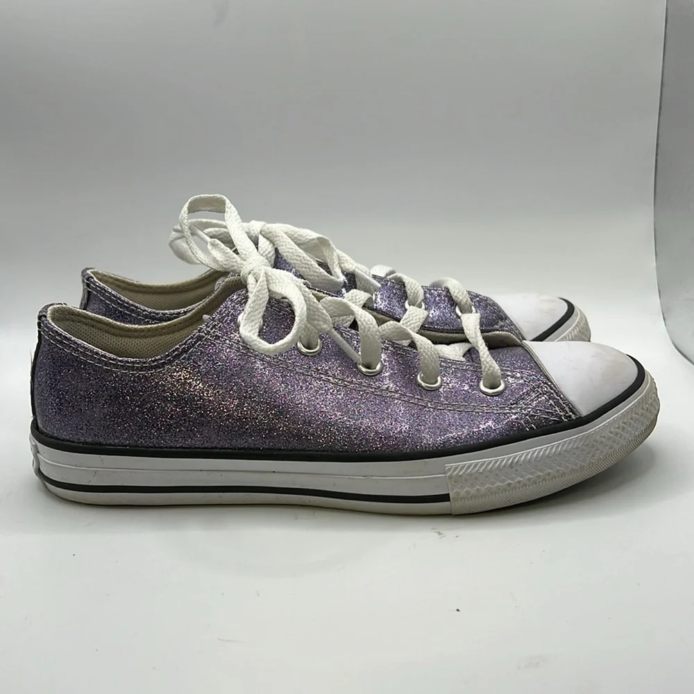 Converse Sneakers Shoes Moody Purple Glitter Kids Juniors Girls Size 3